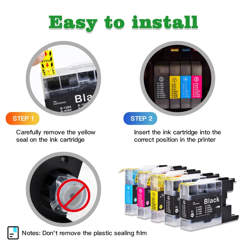 GREENARK Compatible Ink Cartridge Replacement for Brother LC75 LC71XL High Yield Ink Work for Brother MFC-J280W MFC-J425W MFC-J6510DW MFC-J6710DW MFC-J6910DW (2 Black, 1 Cyan, 1 Magenta, 1 Yellow) - Image 4